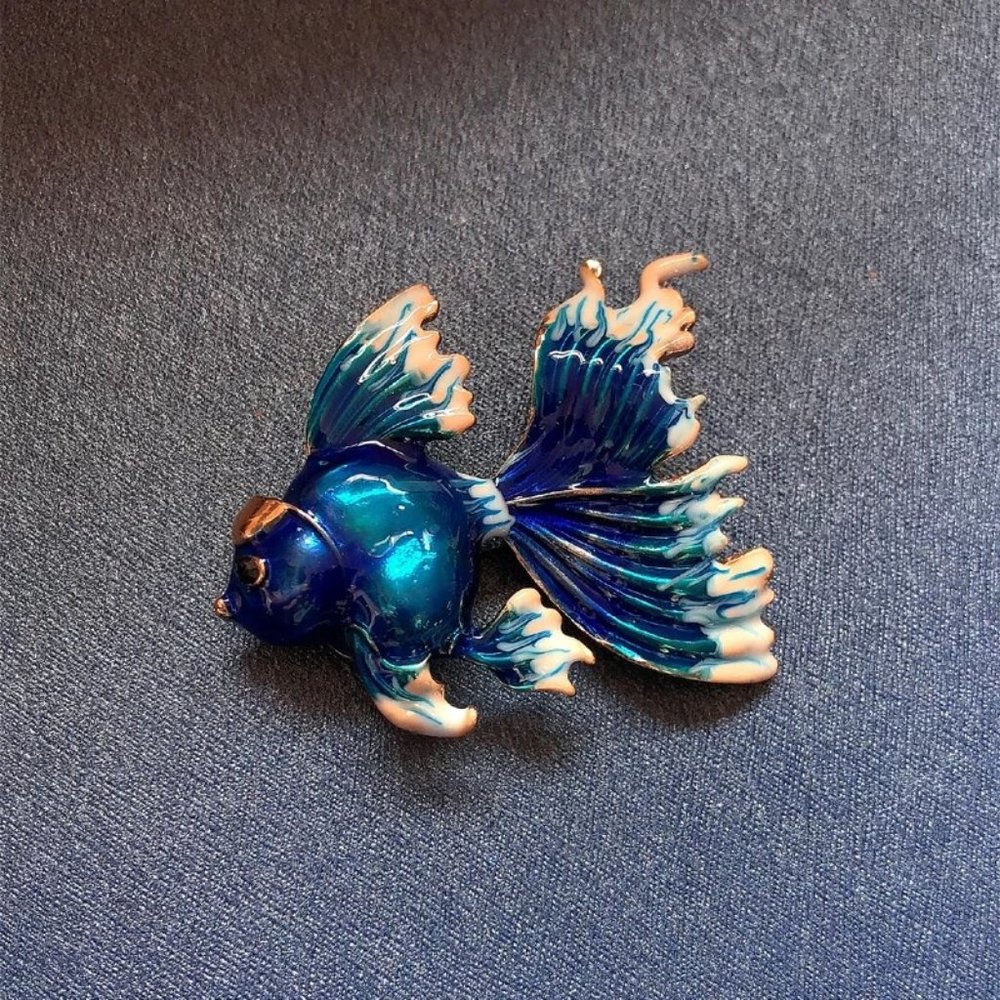 Blur Enamel Goldfish Pin Broach